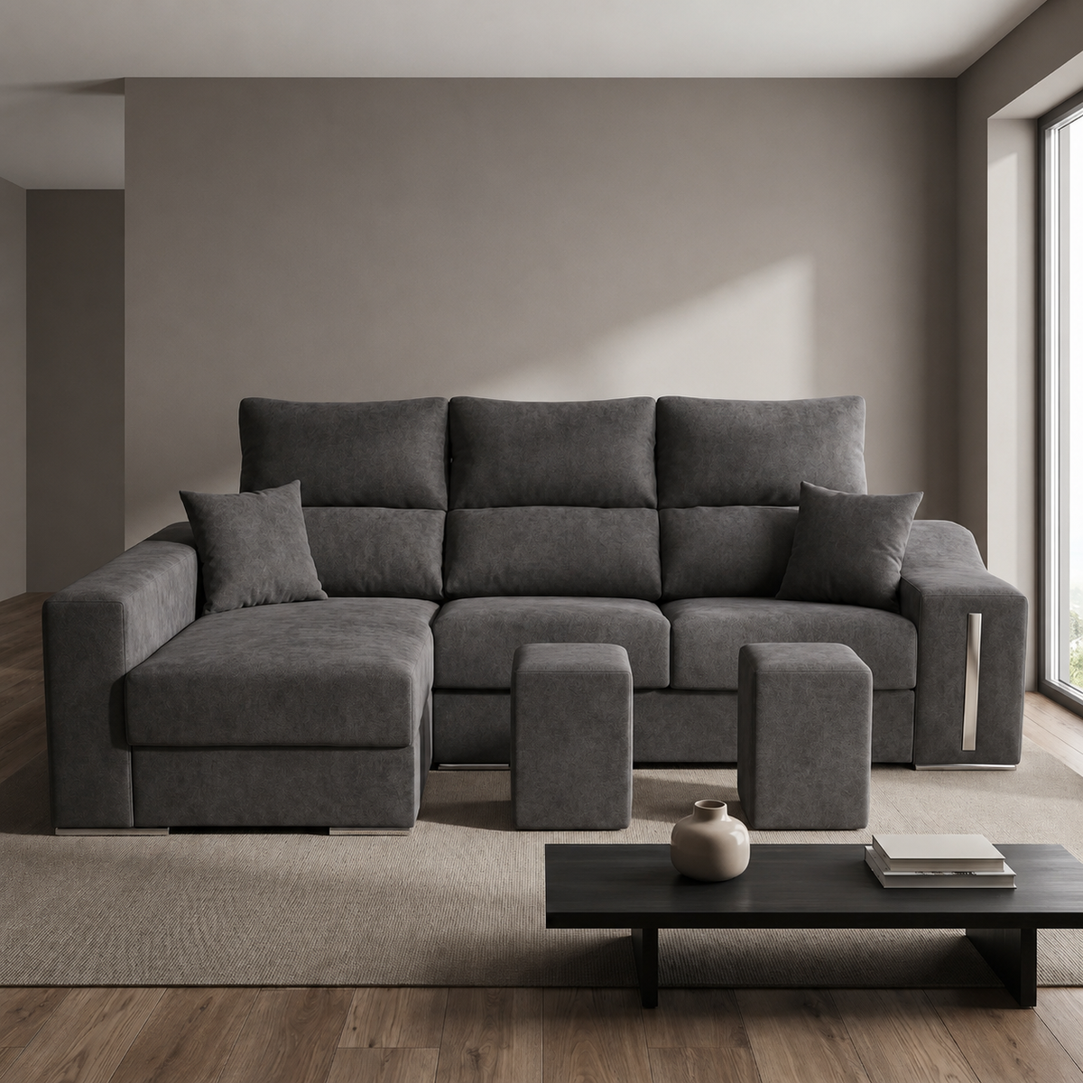 Sofá chaise longue ROMEO en un salón