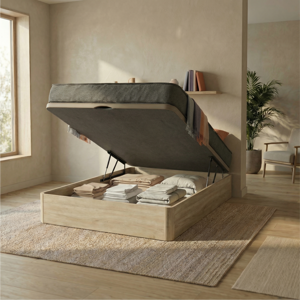 arcón canapé abatible 250 litros almacenaje bajo cama ropa mantas
