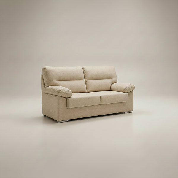 sofá LINA 3 plazas 186cm color beige tela antimanchas decoración cálida acogedora