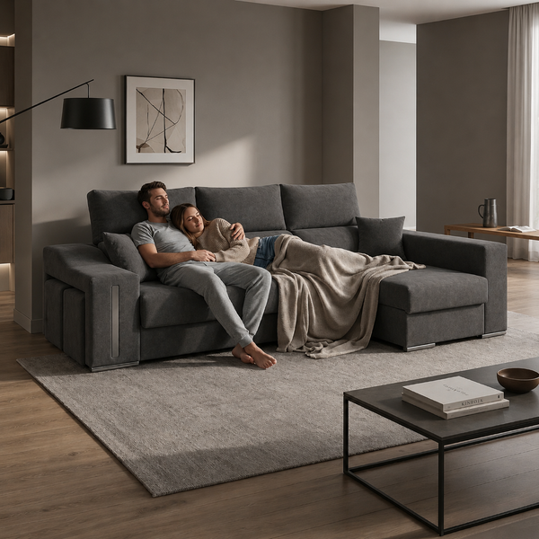 sofá chaiselongue ROMEO salón familiar moderno decoración acogedora 265cm

