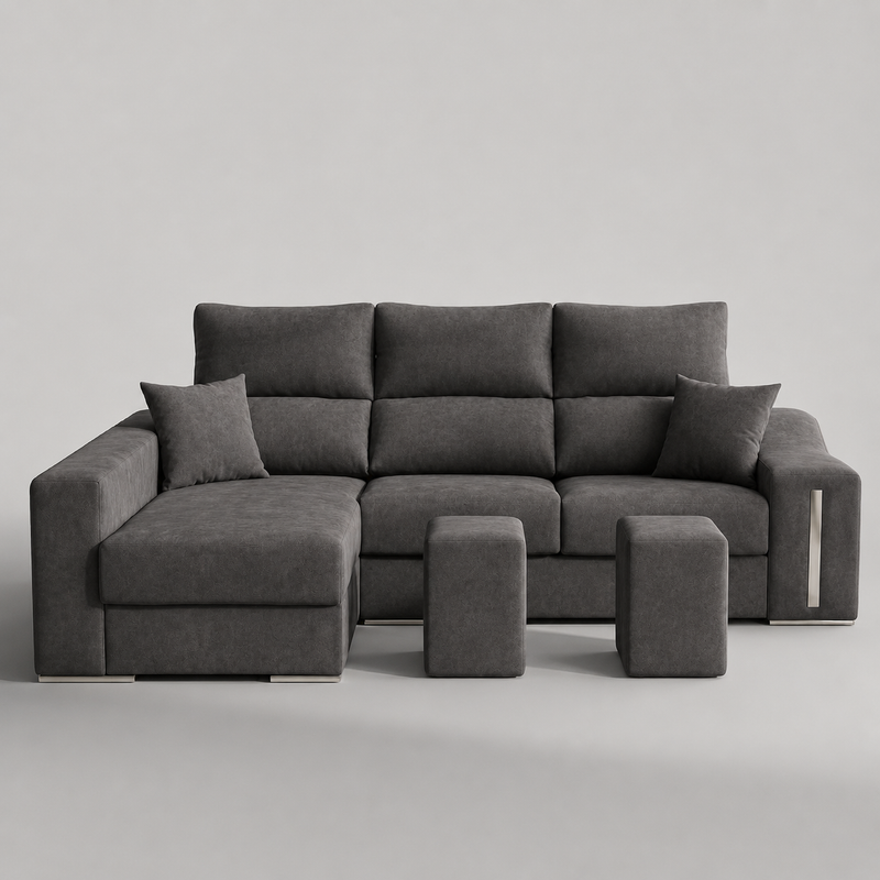 Sofá Chaiselongue ROMEO 3 plazas 265cm Arcón Integrado