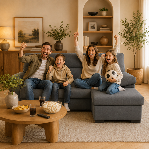 Sofá Chaiselongue Athenas 3 Plazas 206cm Tela Antimanchas Gris