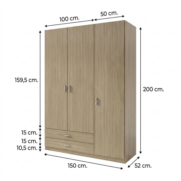 armario 3 puertas dormitorio matrimonio decoración moderna familia